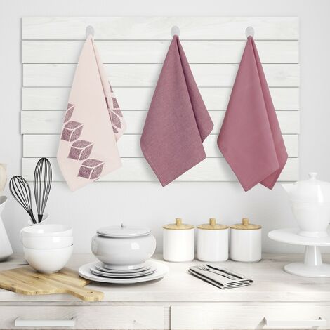 Asciugamani da cucina LETTY colore rosa stampato motivi moderno stile classico 50x70 ameliahome