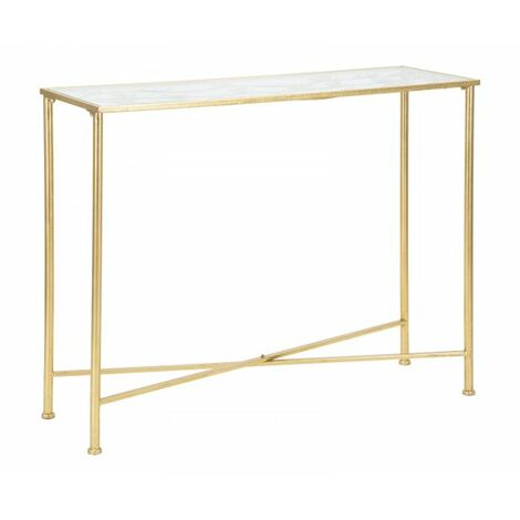 Mitepek - Consolle in metallo e vetro 120x40x80cm decorato Albero Oro