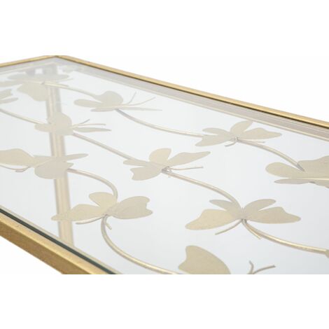 Mitepek - Consolle in metallo e vetro 120x40x80cm decorato Albero Oro