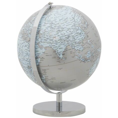 Mappamondo girevole da appoggio 25x34cm Argento e Azzurro