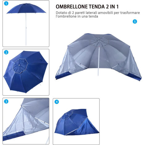 GARDEN FRIEND Ombrellone Spiaggia Con Trivella – Diametro 200 Cm, Palo Alluminio Ø32 Mm, Copertura UPF50+ Antivento, Stecche In Vetroresina, Sacca PVC Inclusa