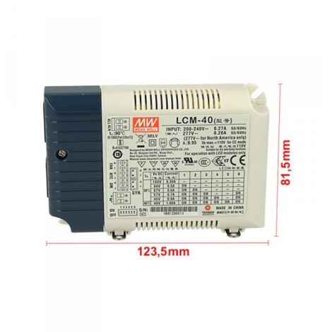 Led Driver CC MW MEAN WELL LCM-40 Dimmerabile 0-10V 10V PWM Corrente Costante Selezionabile 350/500/600/700/900/1050mA