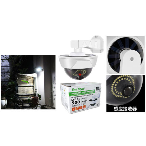 LED Finta Telecamera Solare Con Sensore LED/3,7V IP44 Nero DO - Foto 6