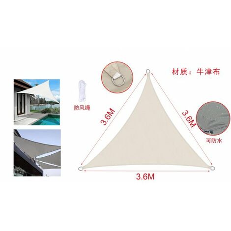 Tenda a Vela Triangolare Colore Beige 3.6X3.6X3.6m Parasole Per Giardino  Terrazza