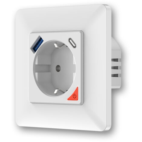 Conecto CC50249 Presa Schuko Con 2 Porte USB (2.1A/5V) – Bianco, Protezione Bambini, Ricarica Veloce Per Smartphone E Tablet