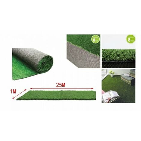 Erba sintetica verde da 2 x 25 metri verde con tappetino drenante spessore  8 mm