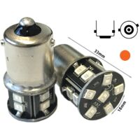 24V Lampada LED BAU15S R5W PY21W Arancione 16 SMD 2835 Piedi Storti Frecce No Polarità 360° Durata Garantita