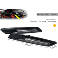 Kit Freccia Laterale a Led Side Marker Dinamica Nero Cromato Lente Trasparente BMW E81 E82 E87 E88 E90 E91 E92 E93 E60 E61 F10