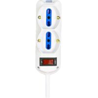 Multipresa Ciabatta Elettrica a 6 Posti 4 Prese 10A/16A + 2 Presa 10A/16A Bipasso Schuko con Interruttore e Spina 10A Cavo 3m Bianco