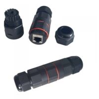 2 Connettori Rete RJ45 IP68 Forma I Manicotto Collegamento Cavo Esterno 105x30mm