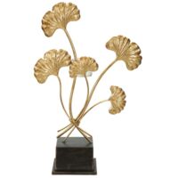 Porta candela "Iris" struttura in metallo color oro e vetro per interni -29 x 44 cm