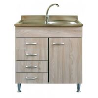 Mobile cucina con lavello inox dx e cassettiera sx finitura olmo 80x50xH81cm Potres Sabin