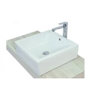 Lavabo da appoggio con troppo pieno 46x46x15 cm bianco Mues Miral