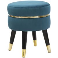 Sgabello "Paris" in poliestere gambe in legno colore nero per interni -Ottanio/Oro