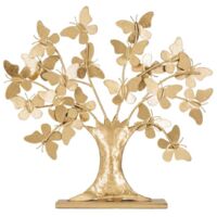 Soprammobile moderno in metallo dorato con albero di farfalle - FARFLIA
