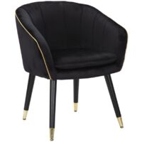 Poltrona elegante, tessuto nero, gambe legno nero 62x58x78cm Paris Gold