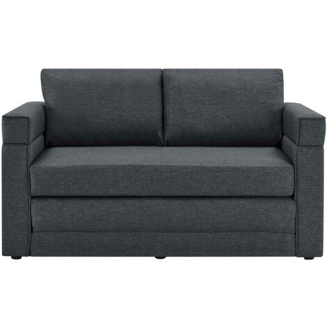 EDIMBOURG - Canapé convertible 2 places en tissu gris foncé