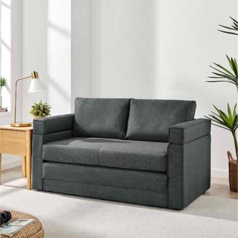 EDIMBOURG - Canapé convertible 2 places en tissu gris foncé