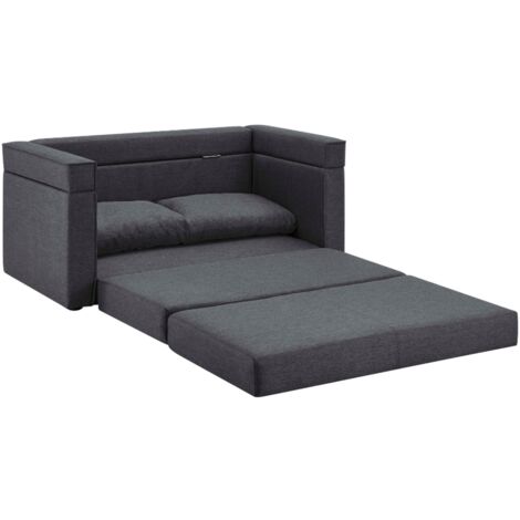 EDIMBOURG - Canapé convertible 2 places en tissu gris foncé