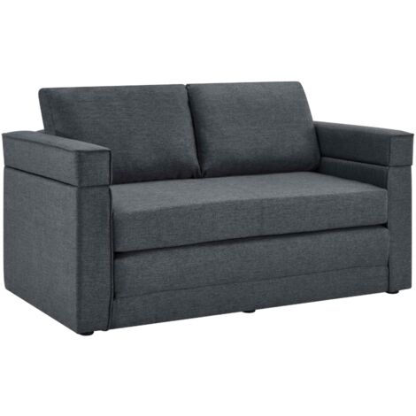 EDIMBOURG - Canapé convertible 2 places en tissu gris foncé
