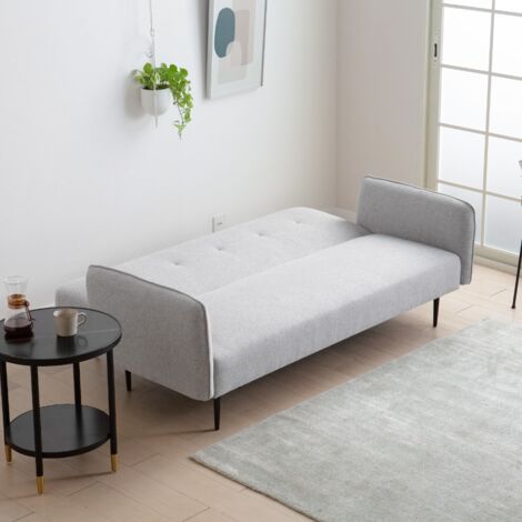 BERNE - Canapé convertible 3 places en tissu gris