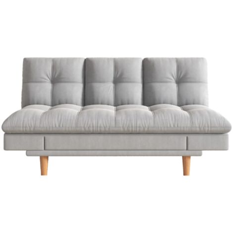 Concept-Usine – Canapé convertible 3 places en tissu 100% polyester gris clair – Structure bois massif – Dimensions couchage 178 x 110 cm – Poids max 220 kg (1/5)