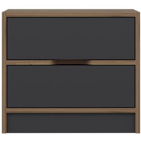 Table de chevet bois et gris 2 tiroirs MOLDE (1/5)