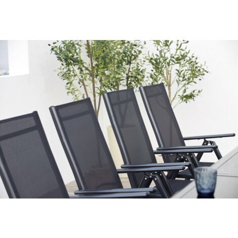 Table de jardin et 12 chaises en aluminium gris RAVENNE