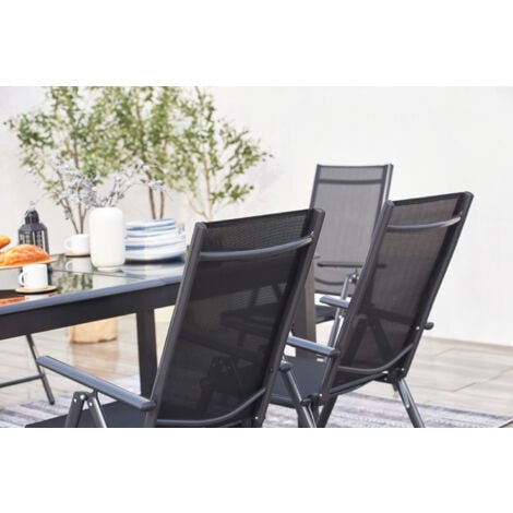 Table de jardin et 12 chaises en aluminium gris RAVENNE