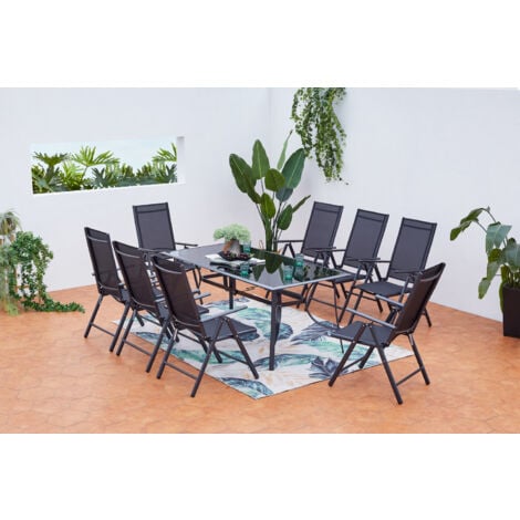 Table de jardin et 8 chaises en aluminium RIMINI