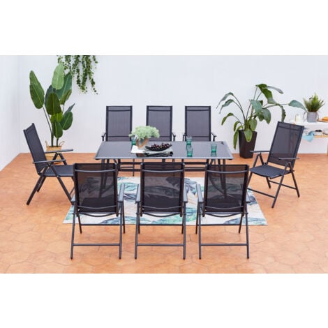 Table de jardin et 8 chaises en aluminium RIMINI