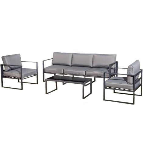 Salon de jardin en aluminium Gris MEMPHIS (1/5)