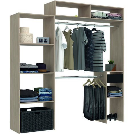 Dressing Meuble Blanc - 4 Tiroirs + 2 Niveaux Penderie - Neuf (lot De 3 éléments)