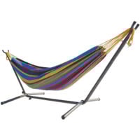 Hamac sur pied 2,6 m avec toile en polyester multicolore COPACABANA