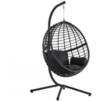Fauteuil suspendu en résine tressée noir AUROA