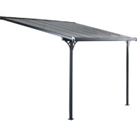 Concept-Usine – Tonnelle murale aluminium 11,44 m² – Protection UV et intempéries – Toit polycarbonate transparent – Dimensions 375 x 305 x 240 cm