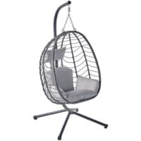 Fauteuil suspendu en résine effet rotin gris LIMA