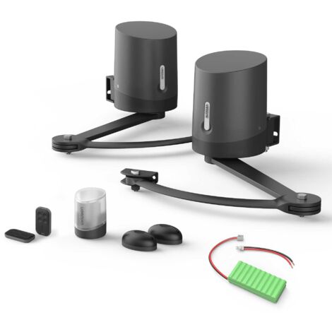 Avidsen – Kit de motorisation de portail à bras articulés 24V avec batterie de secours – Ouverture 135° intérieur, 90° extérieur – Compatible Google et Alexa