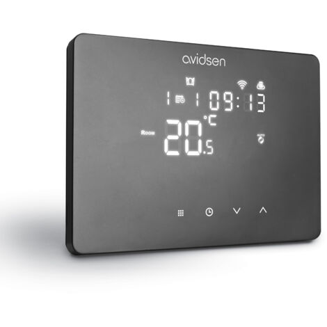 Avidsen – Thermostat wifi connecté filaire noir – Gestion de chauffage connecté – Précision 0,5°C – Programmation hebdomadaire – 127073