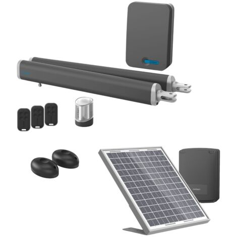 Avidsen – Kit de motorisation solaire pour portail à battants – Moteur à vérins compact – Installation facile – Alimentation solaire – IP44