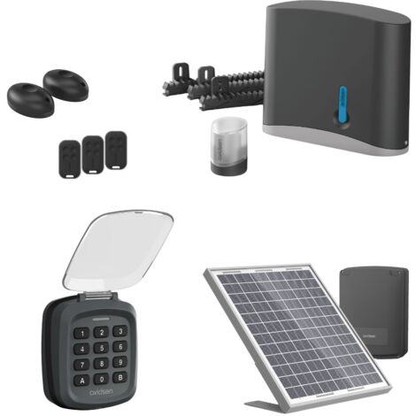 Avidsen – Kit de motorisation solaire pour portail coulissant – Moteur 24 VDC – Charge maximale 600kg – Longueur de vantail 3m – Digicode sans fil IP44 (1/5)