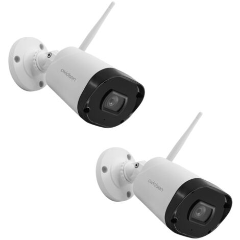 Avidsen – Lot de 2 caméras IP Wifi extérieures – Alimentation secteur – Surveillance à distance – Notifications mouvement – Vision nocturne