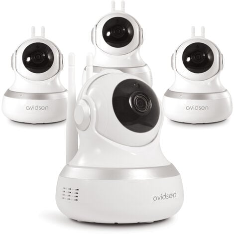 Caméra de surveillance intérieure Avidsen IP Wifi 720 P - 360° - application Protect-Home - Lot de 4