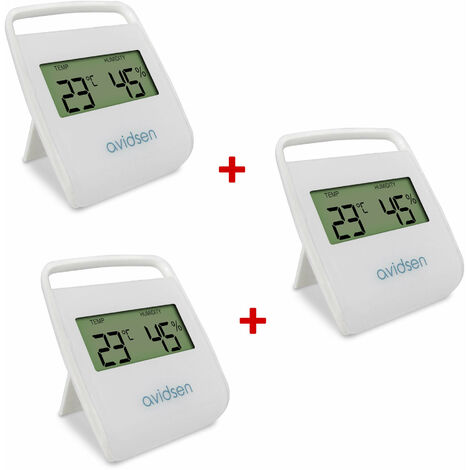 Thermomètre digital (température et humidité) pour intérieur - avidsen -  Lot de 3