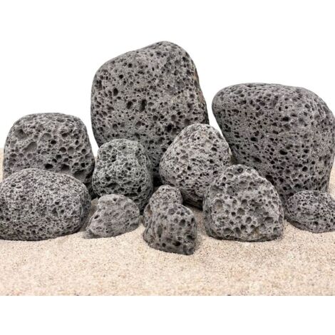 Aquarium Natursteine Black Lava Pebbles Deko Stein 25 Kg