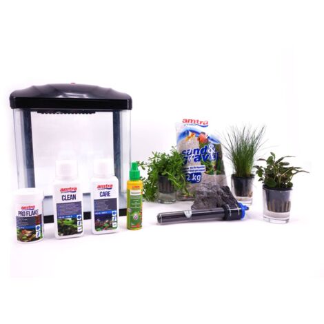HR-230 schwarz inkl. Dekoration Nano Aquarium Komplettaquarium Filteranlage