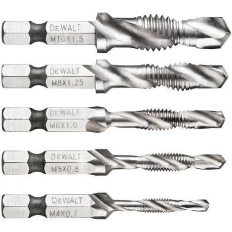 Dewalt DT50060 5pc Impact Ready Drill Taps - M4, M5, M6, M8, M10