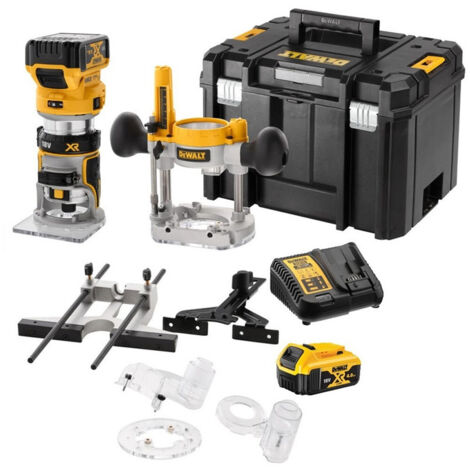 Dewalt DCW604P2 18v XR Brushless Laminate Trimmer 1/4"" Router + Plunge Base 5ah