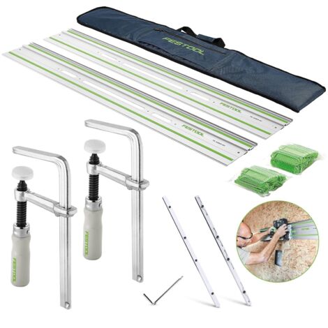 Festool 577932 Guide Rail Kit FS1400/2 - 2 x 1.4 Guide Rails, Connector, Bag and 2 x Clamps