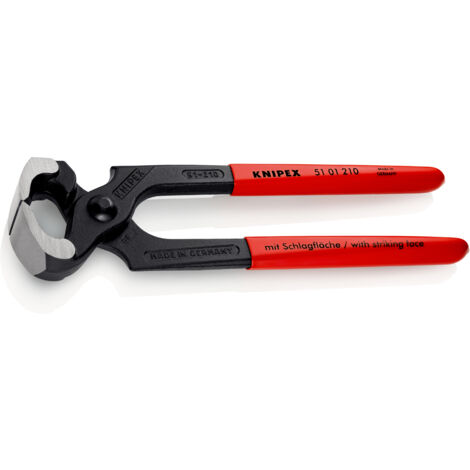 KNIPEX 51 01 210 SB Hammerhead Style Carpenters' Pincers plastic coated black atramentized 210 mm
